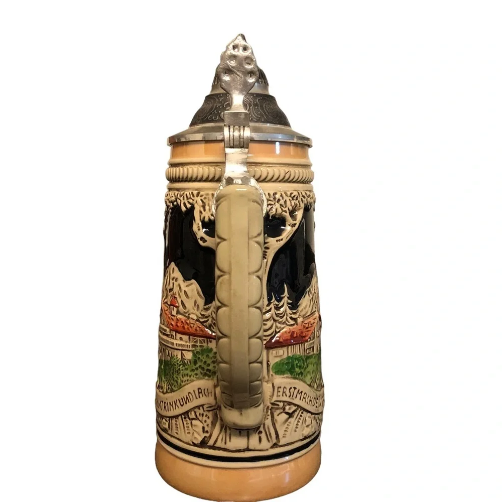 Vintage German‎ Tall Beer Stein - Lidded